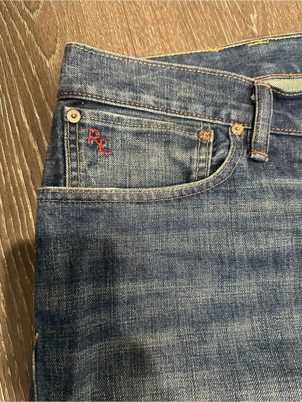 Ralph Lauren Double RL Men's Washed Blue Relaxed Jeans